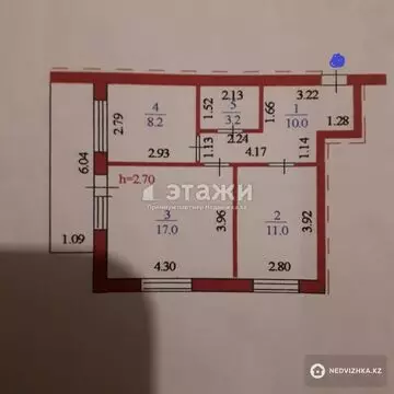 51.3 м², 2-комнатная квартира, этаж 4 из 6, 51 м², изображение - 4