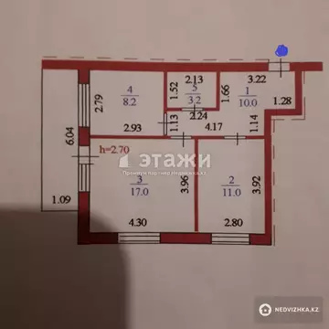 51.3 м², 2-комнатная квартира, этаж 4 из 6, 51 м², изображение - 9