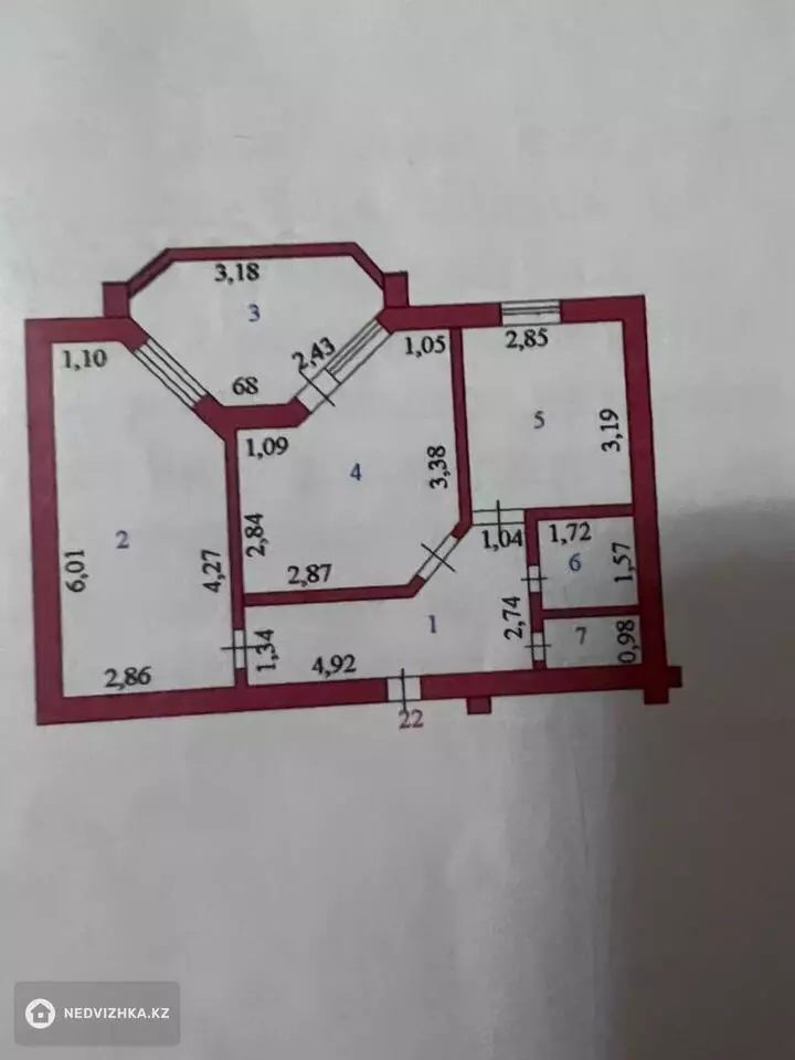 2-комнатная квартира, этаж 6 из 8, 58 м²