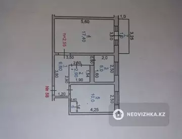 2-комнатная квартира, этаж 5 из 5, 44 м²