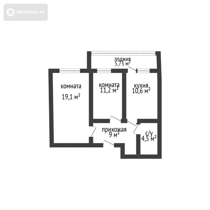 57.2 м², 2-комнатная квартира, этаж 3 из 9, 57 м², изображение - 1