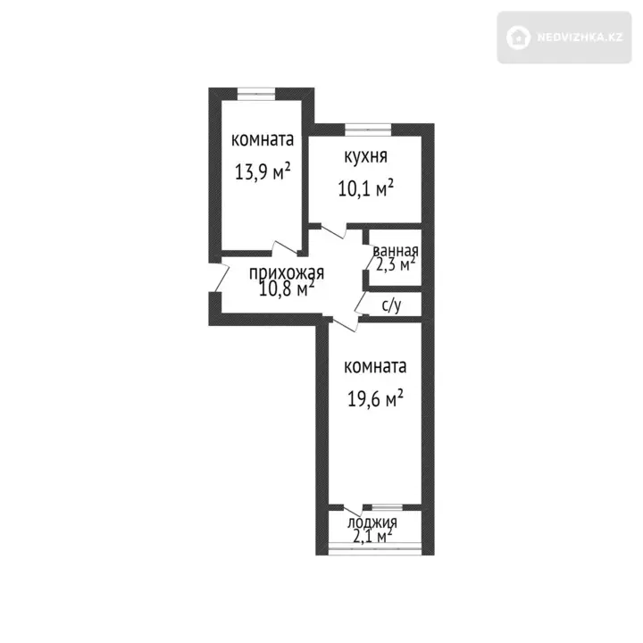 60 м², 2-комнатная квартира, этаж 5 из 9, 60 м², изображение - 1