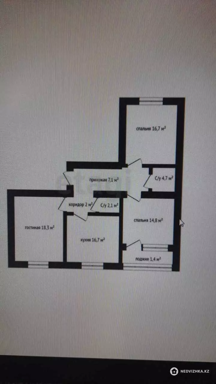 84 м², 3-комнатная квартира, этаж 9 из 9, 84 м², изображение - 1