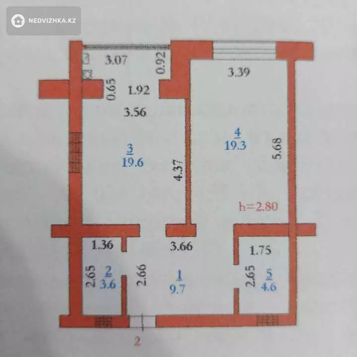 56.8 м², 1-комнатная квартира, этаж 1 из 5, 57 м², изображение - 1