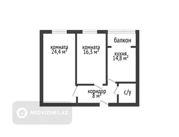 2-комнатная квартира, этаж 3 из 5, 68 м²