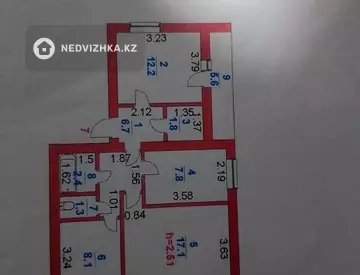 3-бөлмелі пәтер, қабат 3 барлық қабат саны 9, 60 м², 2-нобай