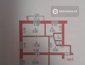 3-бөлмелі пәтер, қабат 2 барлық қабат саны 4, 58 м², 7-нобай