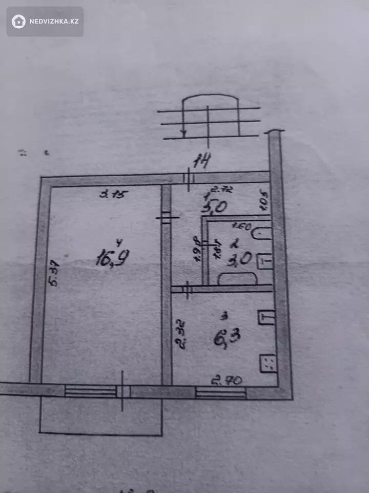 1-комнатная квартира, этаж 5 из 5, 38 м²