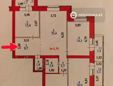 4-комнатная квартира, этаж 9 из 9, 106 м², миниатюра 2
