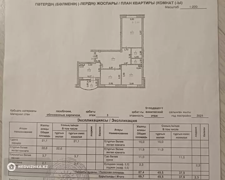 3-комнатная квартира, этаж 3 из 9, 90 м², фотография 2