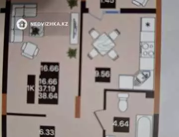 1-бөлмелі пәтер, қабат 3 барлық қабат саны 7, 39 м², 1-нобай