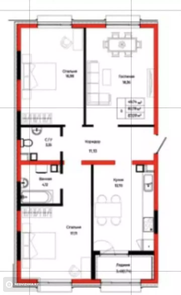 3-комнатная квартира, этаж 4 из 9, 87 м², 4-фотосурет