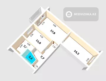 3-комнатная квартира, этаж 5 из 5, 62 м², миниатюра 8