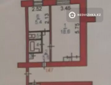 1-комнатная квартира, этаж 7 из 9, 34 м²