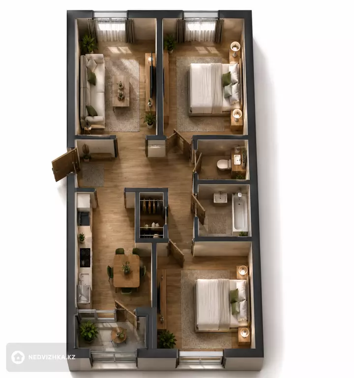 3-комнатная квартира, этаж 8 из 9, 84 м²