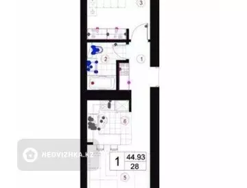 2-комнатная квартира, этаж 4 из 7, 45 м², миниатюра 12