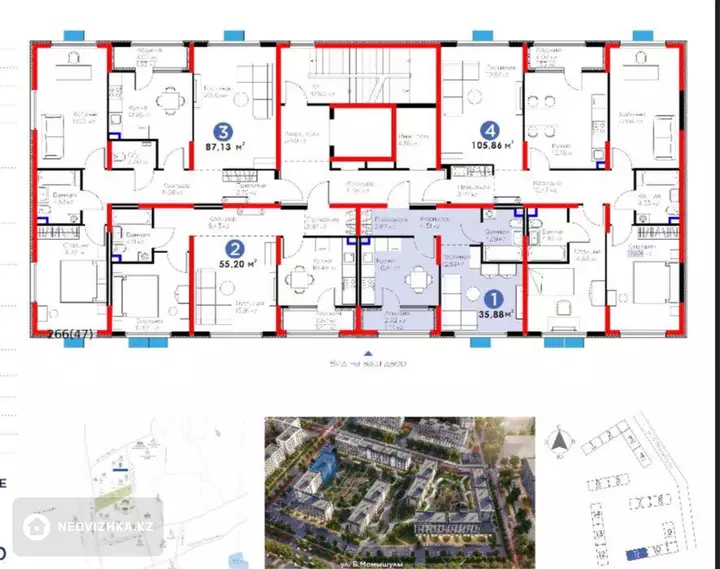 1-комнатная квартира, этаж 2 из 6, 36 м²