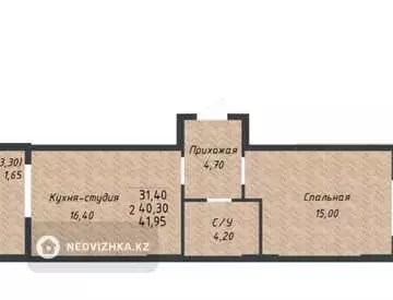 2-комнатная квартира, этаж 4 из 12, 42 м², миниатюра 3