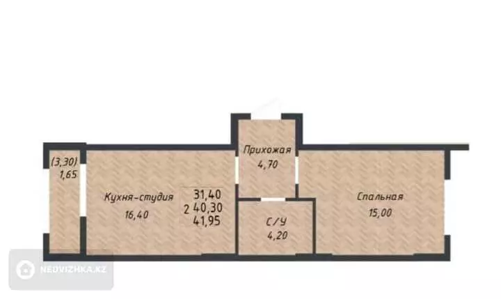 2-комнатная квартира, этаж 4 из 12, 42 м², фотография 3