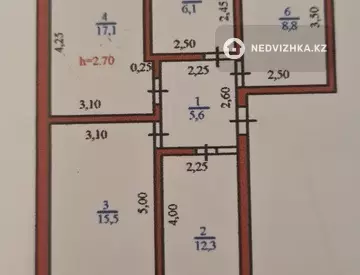 3-комнатная квартира, этаж 3 из 4, 65 м²