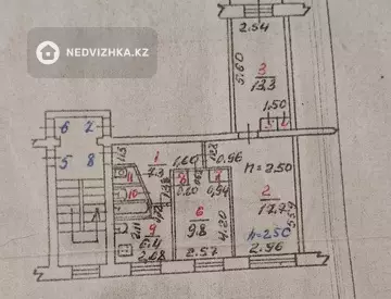 3-комнатная квартира, этаж 2 из 5, 60 м²