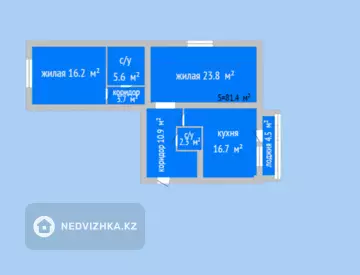 2-комнатная квартира, этаж 5 из 9, 81 м², миниатюра 2