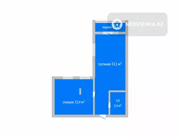 2-бөлмелі пәтер, қабат 4 барлық қабат саны 11, 64 м², 2-нобай