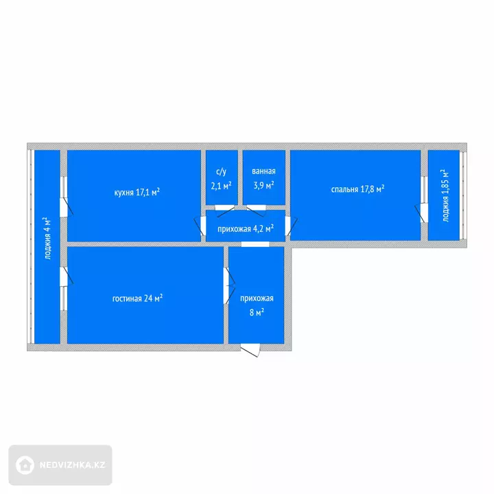 2-комнатная квартира, этаж 2 из 9, 82 м², фотография 3