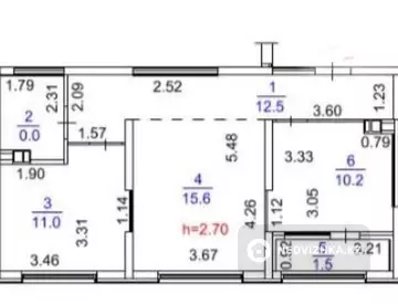 2-бөлмелі пәтер, қабат 4 барлық қабат саны 6, 55 м², 1-нобай