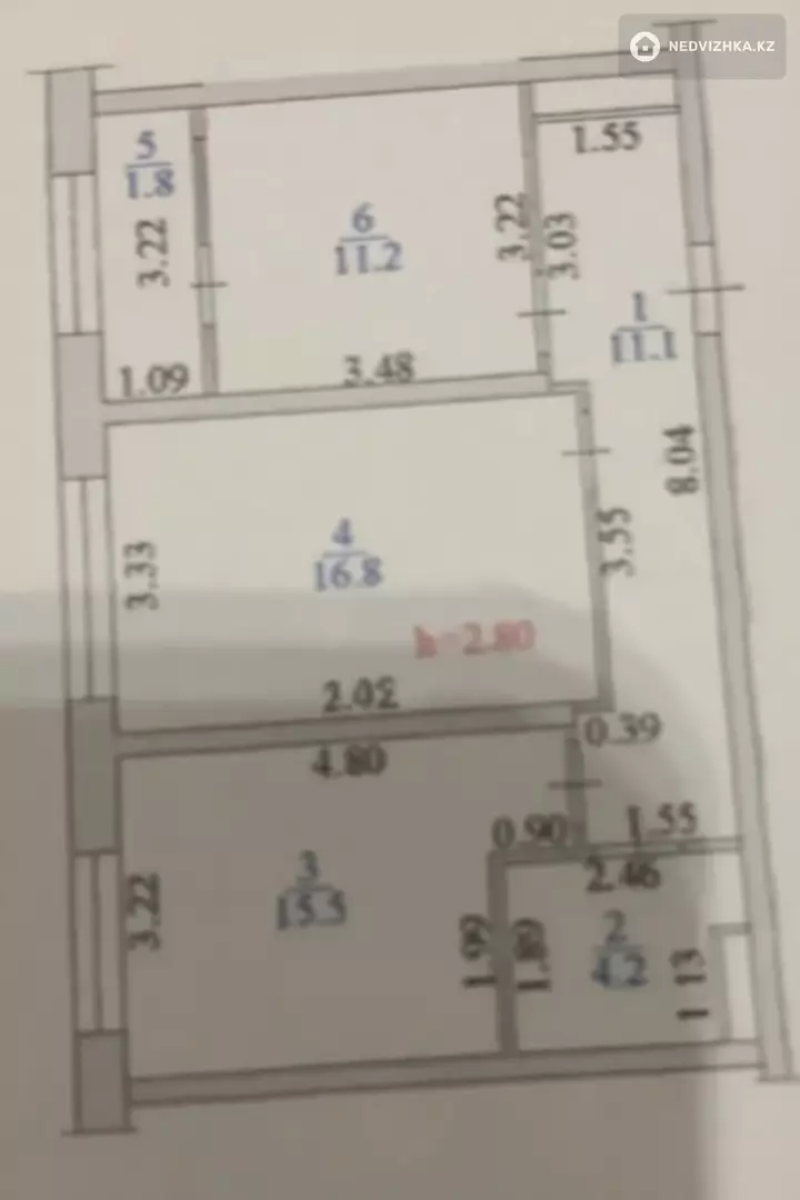 2-комнатная квартира, этаж 2 из 7, 60 м²