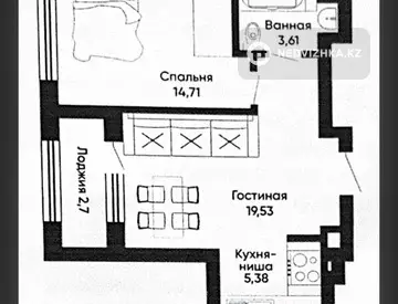 2-комнатная квартира, этаж 6 из 12, 47 м², миниатюра 1
