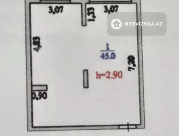 1-комнатная квартира, этаж 5 из 6, 45 м²