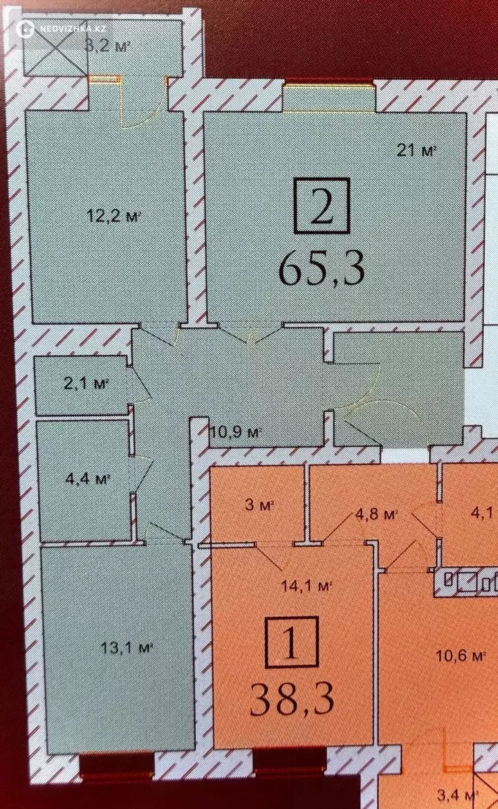 2-комнатная квартира, этаж 3 из 9, 65 м², фотография 2
