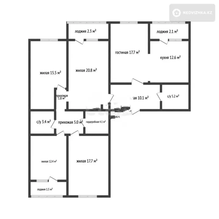 5-комнатная квартира, этаж 3 из 4, 132 м²