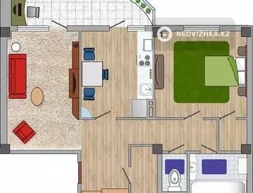 2-комнатная квартира, этаж 5 из 10, 65 м², миниатюра 2