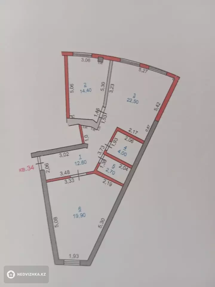 2-комнатная квартира, этаж 1 из 5, 76 м², фотография 2