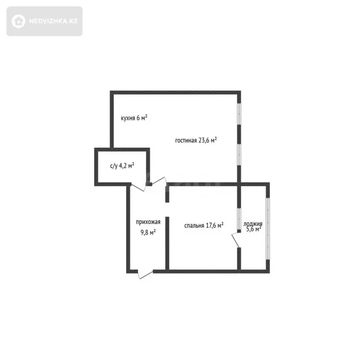 2-комнатная квартира, этаж 3 из 6, 64 м²