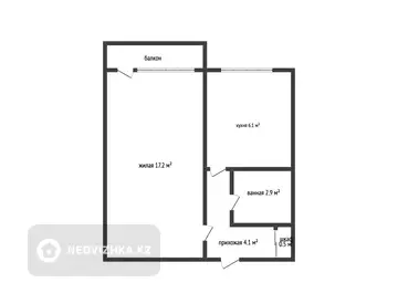 1-комнатная квартира, этаж 2 из 5, 31 м², миниатюра 2