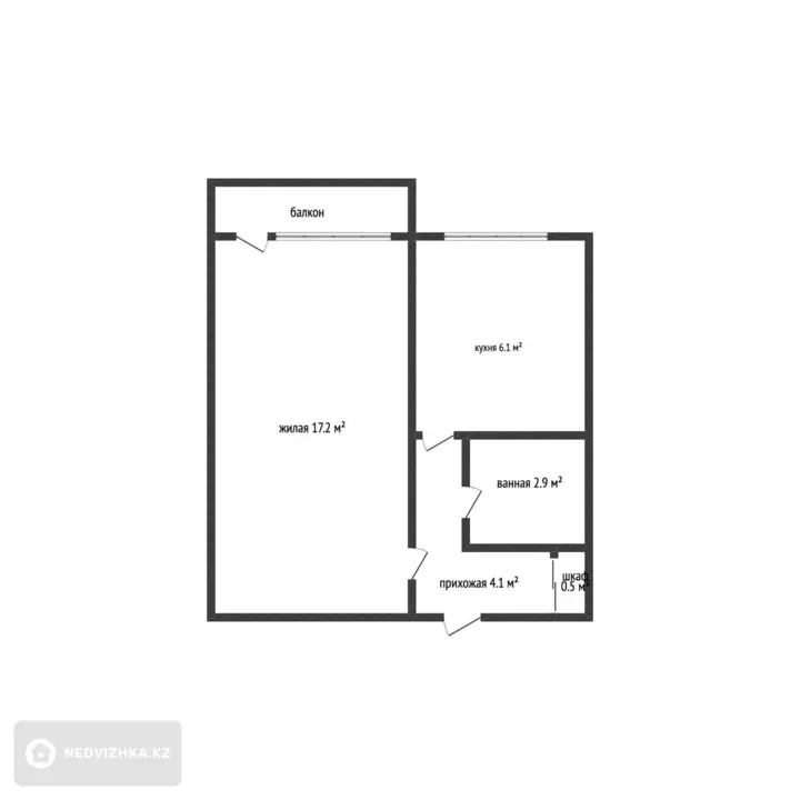 1-комнатная квартира, этаж 2 из 5, 31 м², фотография 2