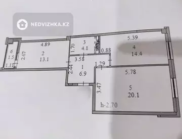 2-комнатная квартира, этаж 3 из 9, 60 м², миниатюра 1