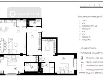 3-бөлмелі пәтер, қабат 7 барлық қабат саны 7, 130 м², 5-нобай