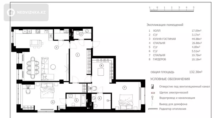 3-комнатная квартира, этаж 7 из 7, 130 м², 5-фотосурет