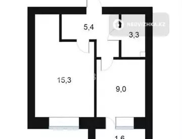 1-комнатная квартира, этаж 4 из 5, 35 м²