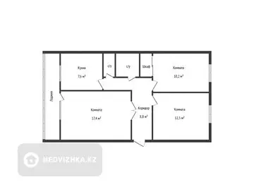 3-комнатная квартира, этаж 3 из 5, 65 м²