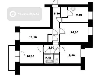 4-комнатная квартира, этаж 10 из 10, 75 м²