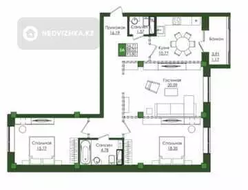 2-комнатная квартира, этаж 5 из 9, 62 м², миниатюра 1