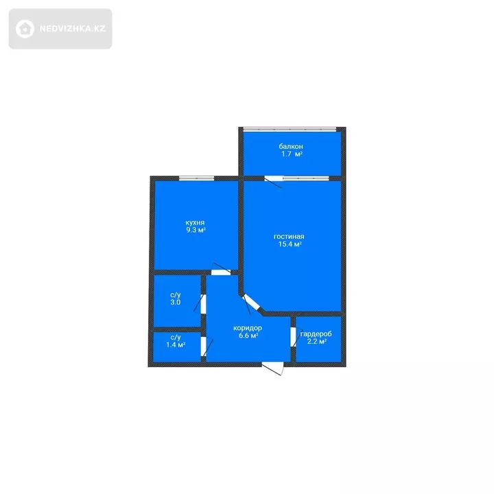 2-комнатная квартира, этаж 7 из 9, 40 м², фотография 2