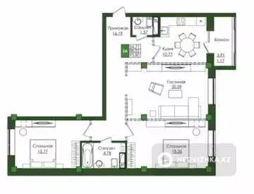 3-комнатная квартира, этаж 4 из 9, 94 м²