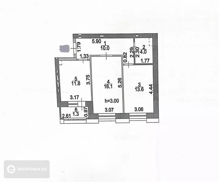2-комнатная квартира, этаж 6 из 9, 57 м²