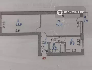 2-комнатная квартира, этаж 3 из 5, 43 м²